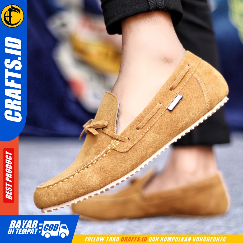 Sepatu Slip On Pria Sepatu Casual Pria Kulit Suede Kerja Kantor Sepatu Slop Pria Sepatu Hitam Pria CRATS CELTIZ