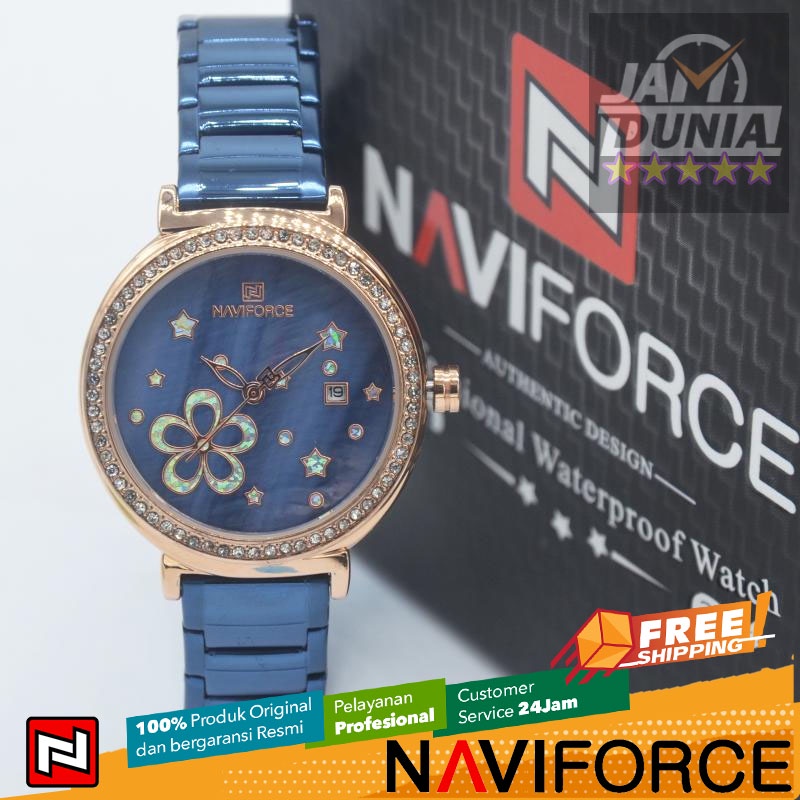 JAM TANGAN NAVIFORCE 5016 L1 ST LA WOMEN - STAINLESS STEEL - BIRU NAVIFORCE ORIGINAL 5016 JAM NAVIFO