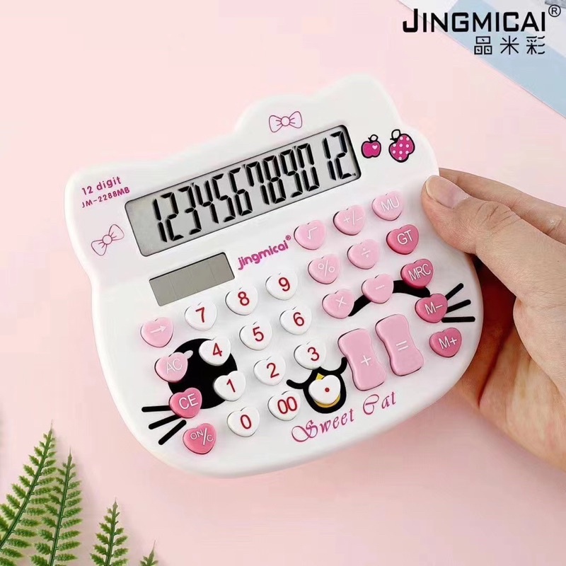 Kalkulator karakter Head Hello Kitty / Kalkulator dagang ( KT-2288 )  ukuran 14cm x 12.3 cm   Angka 12 Digit  Calculator Hello KItty termurah