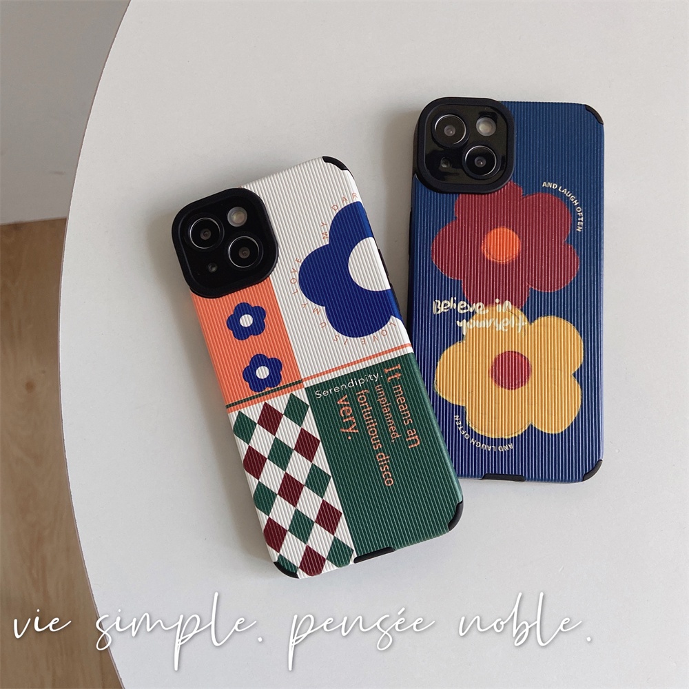 Simple Flowers Case untuk iPhone 13Pro 12 ProMax 11 X XR Xs Max 7Plus 8Plus