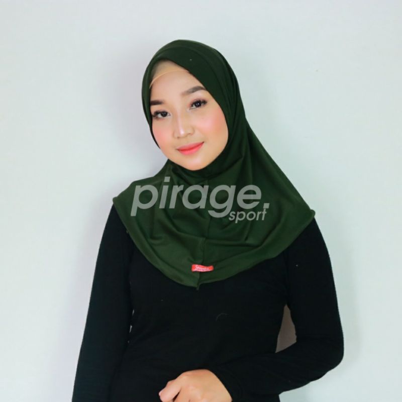 Jilbab Sport Besar Menutup Dada / Hijab Instan Sporty / Jilbab Instan Shamira-Army