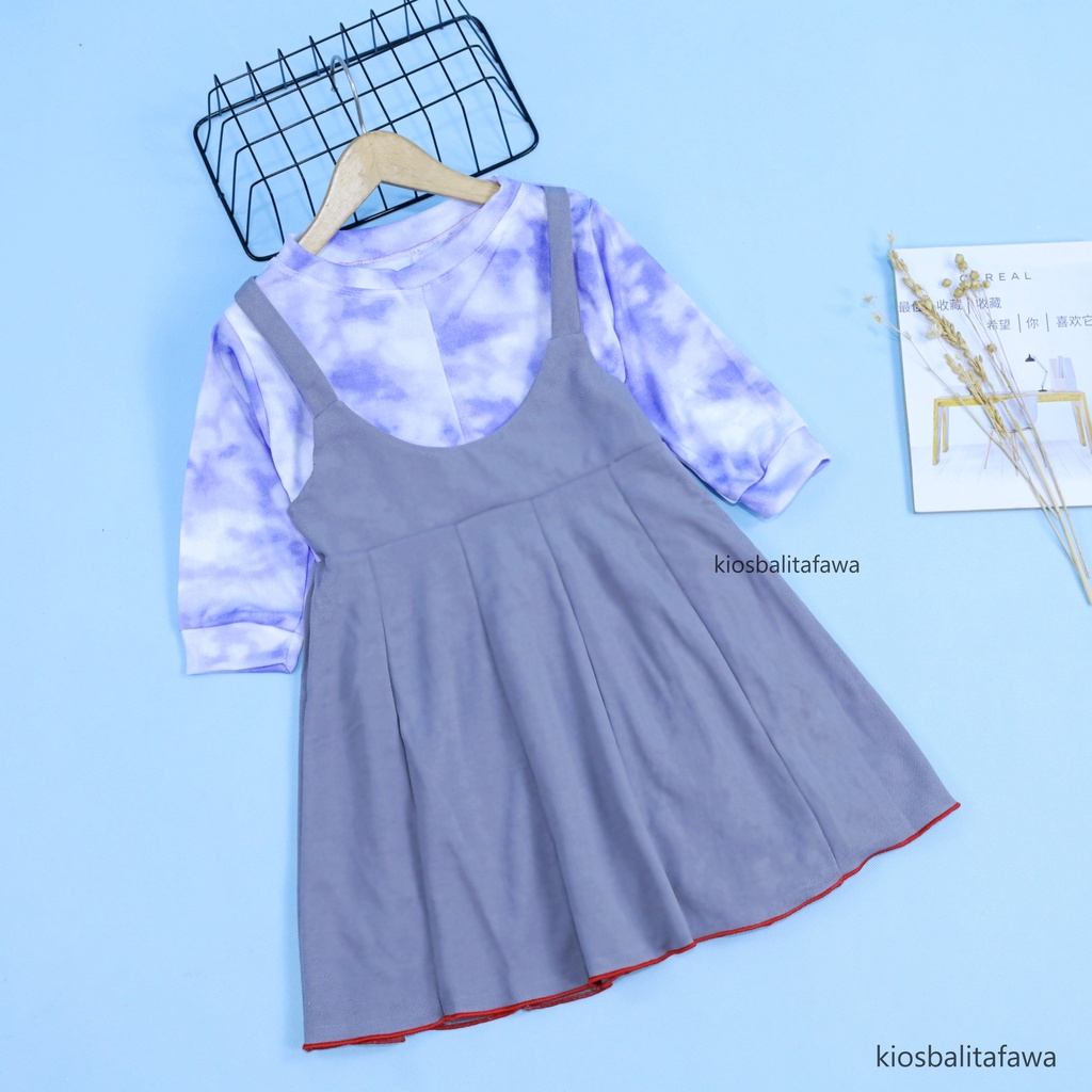 Dress Kiki size 1-4 Tahun / Dres Anak Perempuan Overall Baju Gaun Pesta Lengan Panjang Murah Adem