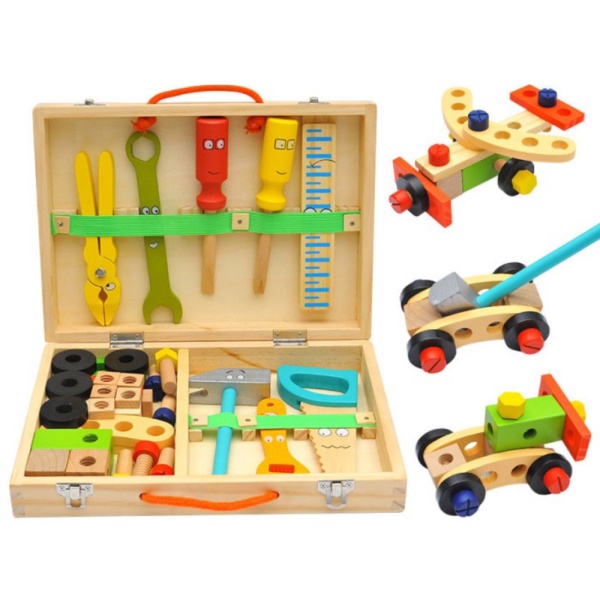 

Toolbox Set Wooden Toy mainan edukasi kayu anak perkakas simulation Murah