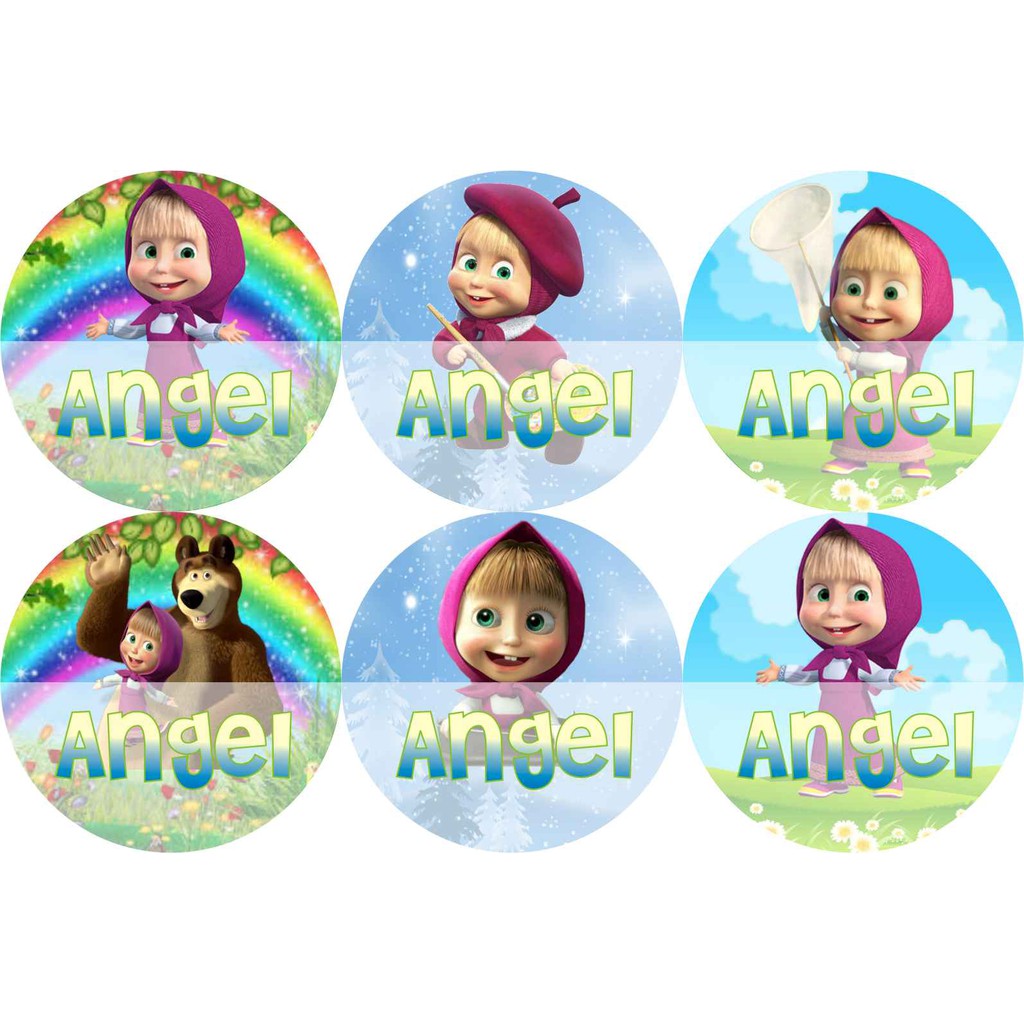 

STIKER LABEL NAMA WATERPROOF CIRCLE MASHA AND THE BEAR