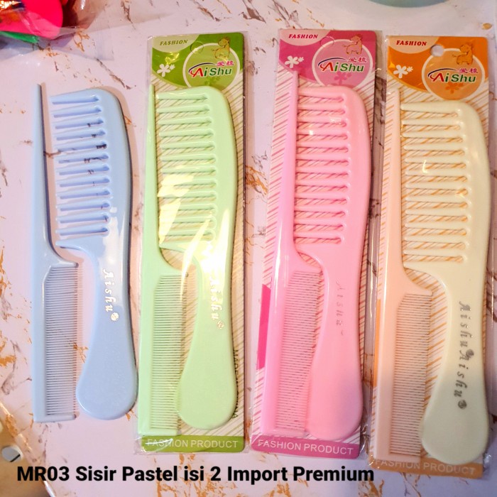 MR03 Sisir Pastel Ala Korea isi 2 Import Premium Rambut Gagang Sasak
