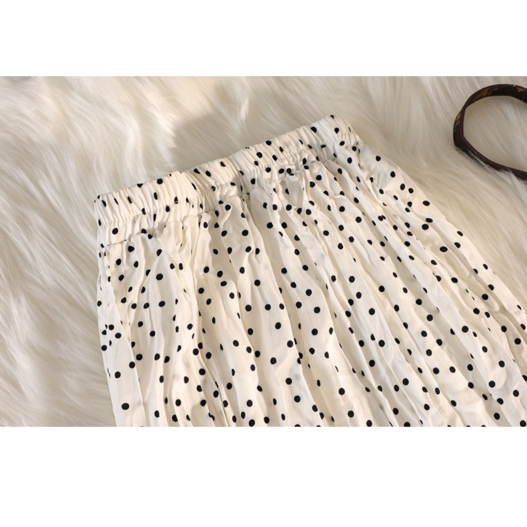 rok wanita korea plisket polka kecil /rok korea bahan hyget premium fit to xl