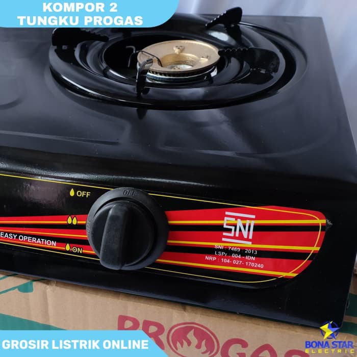 Kompor Progas Kompor Gas 2 Tungku Hitam Teflon - Berkualitas