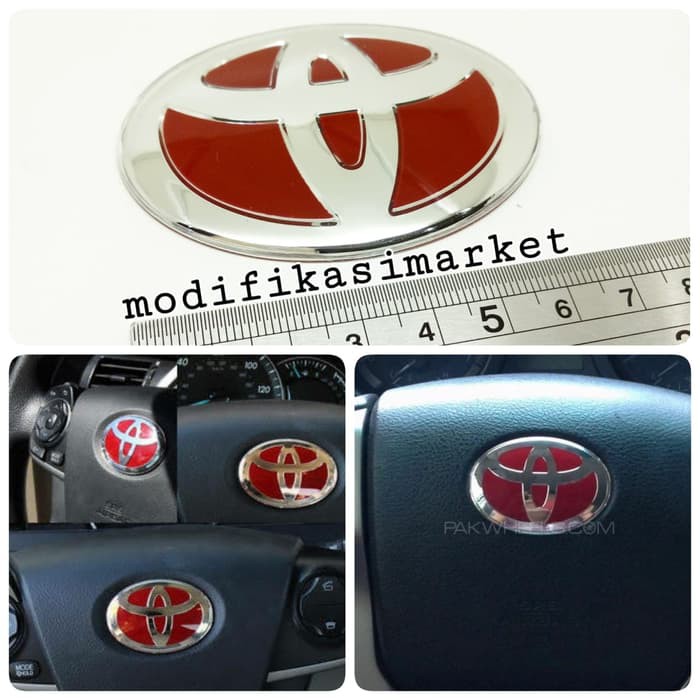 emblem stir toyota merah universal