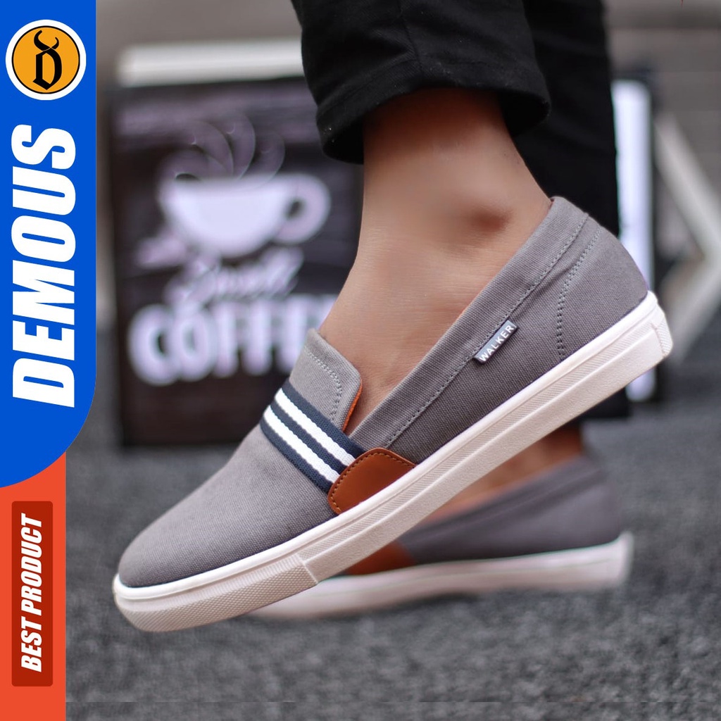 DEMOUS Kante - Sepatu Slip On Casual Slop Pria Kanvas
