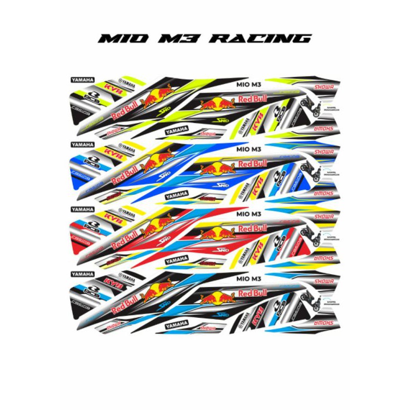 striping lis sticker variasi yamaha mio M3 racing red bull
