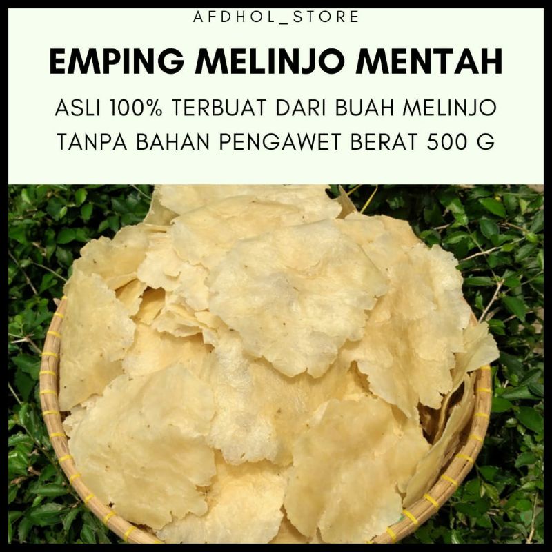 

Emping melinjo mentah ukuran sedang tipis kering siap goreng asli serang banten 500 gram