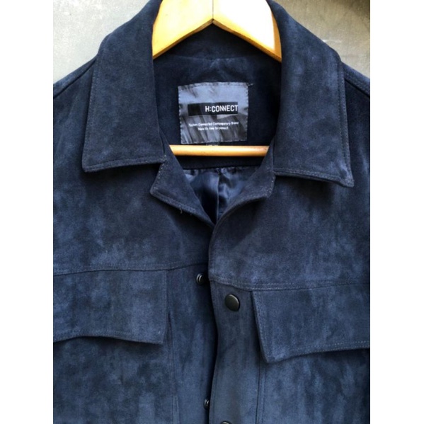 jaket kulit suede by H connect hitam pekat