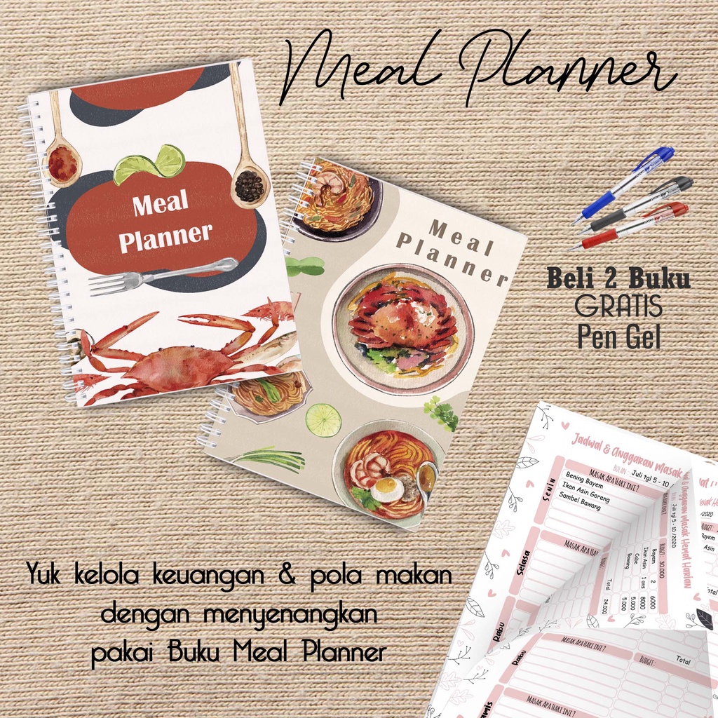 

Artomaringi Meal Planner / Jadwal Menu Hemat Harian Beli 2 Buku Gratis Pen Gel Kode MP05