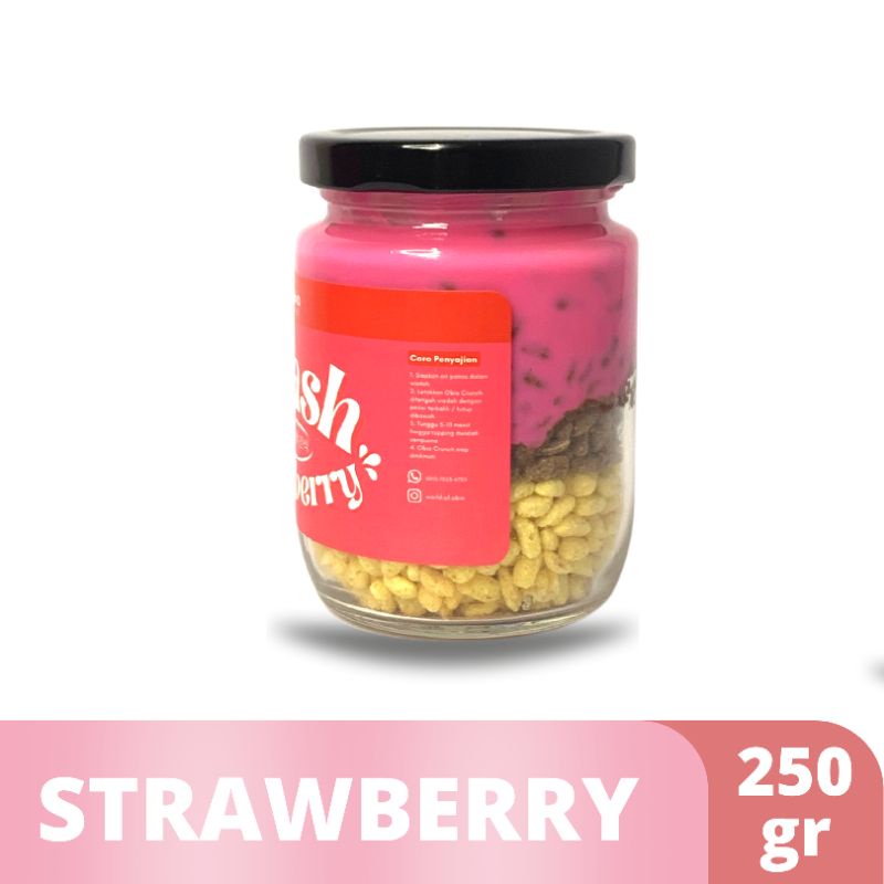 Choco Jar STRAWBERRY by Obio Crunch - Cemilan Rasa Strawberry Rice Crispy Topping Cokelat Leleh