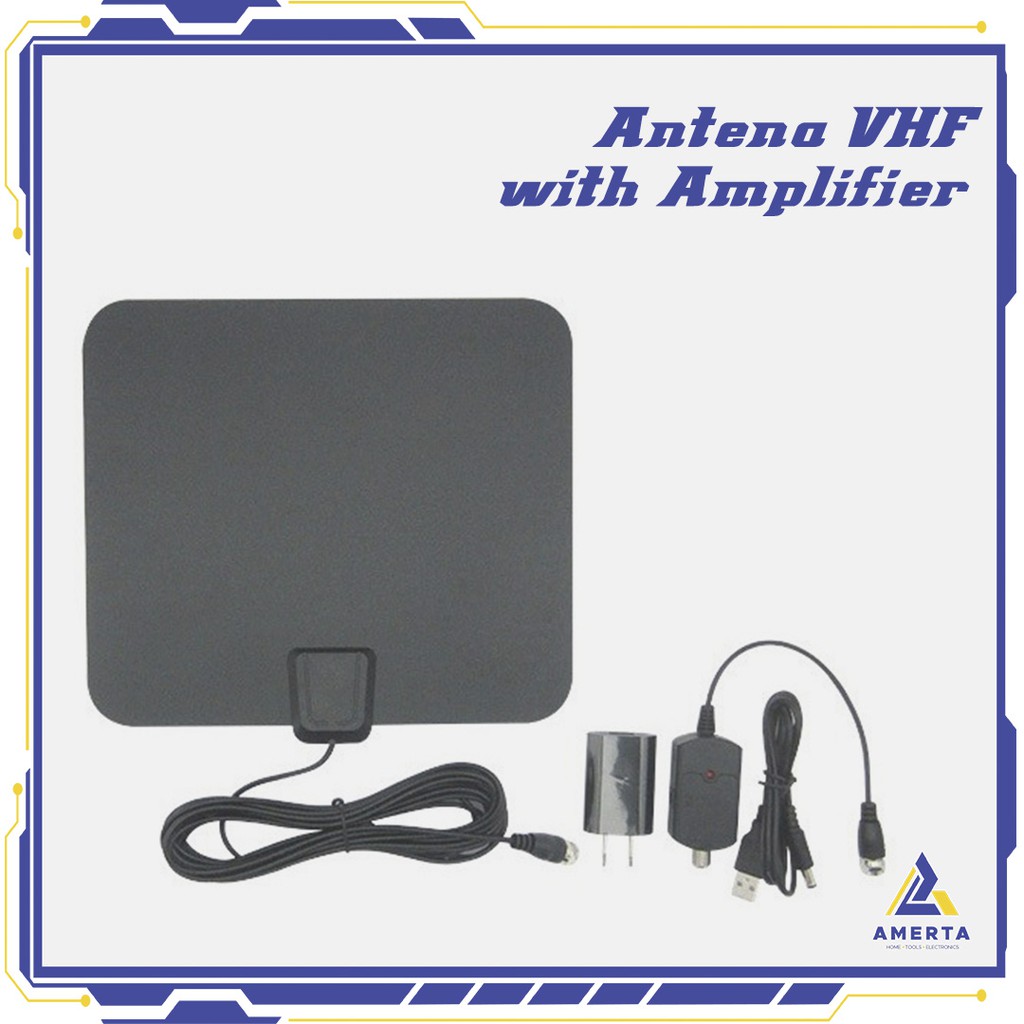 Antena VHF HDTV with Amplifier Kebidumei Digital TV FM  - Black