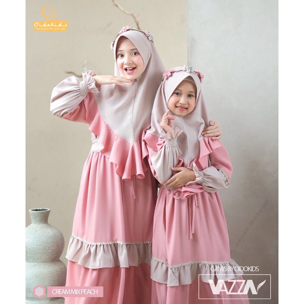 [Free Mahkota Bunga] Gamis Anak | Gamis Kombinasi | Gamis Polos | Gamis Vazza | Oidokids