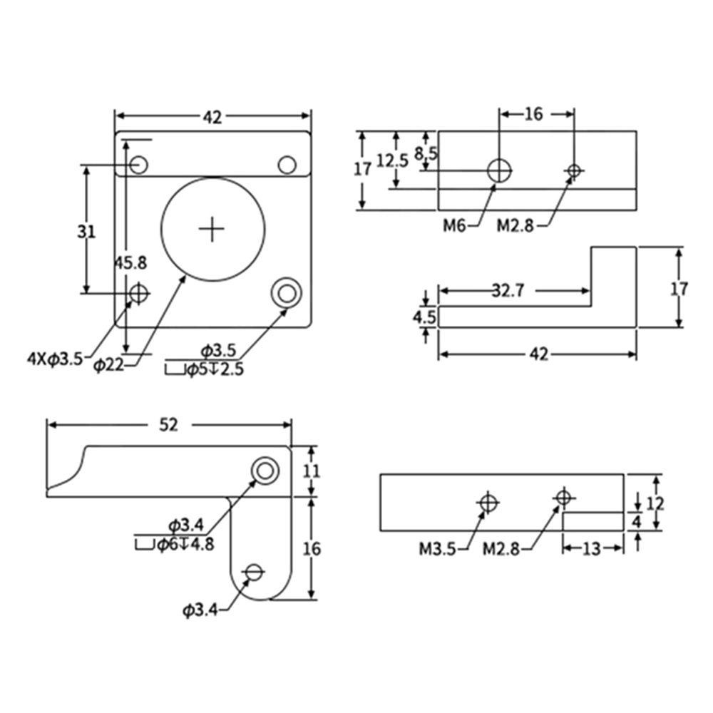 Preva Extruder Bracket Profesional 3D Printer Parts Blok Pemasangan Paduan Aluminium