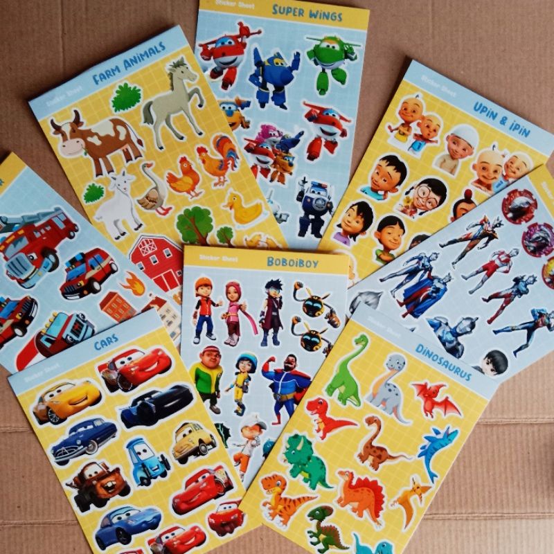 

Sticker Karakter Kartun Anak 1set isi 8pcs ( Cars Boboiboy Ultraman Upin&Ipin Superwings Dino )