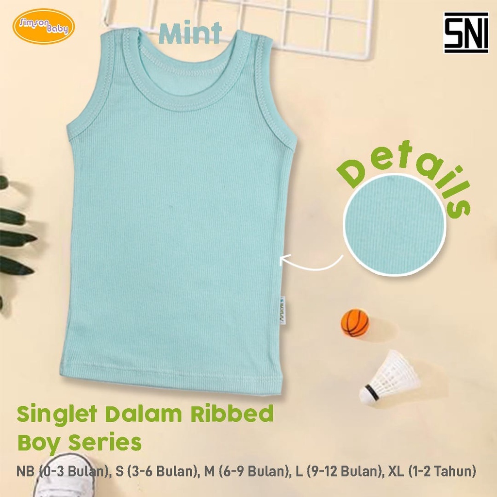 Simson Baby Singlet Rib Warna 1pcs Boy &amp; Girl