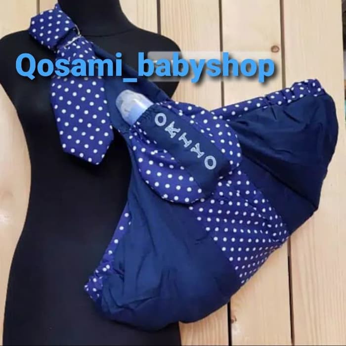 OKIYO gendongan samping +TEMPAT BOTOL SUSU Ring Sling motif volkadot (G-777)