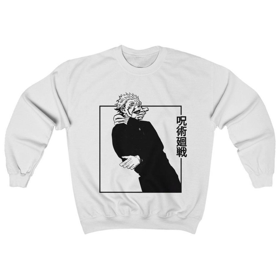 Crewneck Itadori Yuuji Sukuna White Anime Manga Jujutsu Kaisen