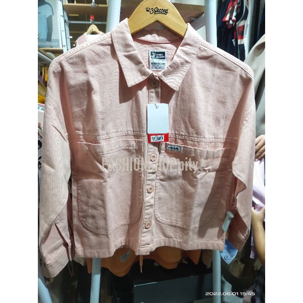 [100% ORIGINAL] JAKET JEANS 3SECOND WANITA BEST SELLER WARNA PINK BIRU MOCCA