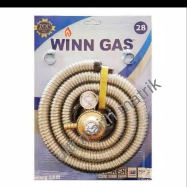 Winn Gas regulator dan selang kompor gas 1.8meter / selang gas paket Winn Gas