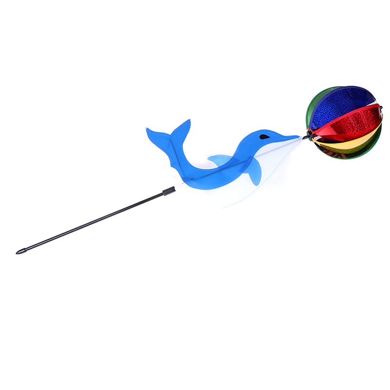 【beautifulhome12.id】Cute Cartoon Dolphin Rainbow Wind Spinner Colorful Windmill Kids Outdoor Toys