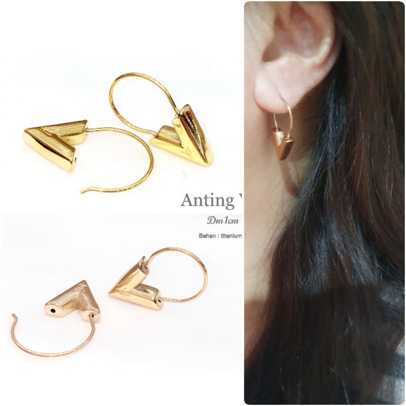 Anting Titanium Premium asli motif elv Premium Quality earring Stainless Steel anti karat anti alergi Ta-25