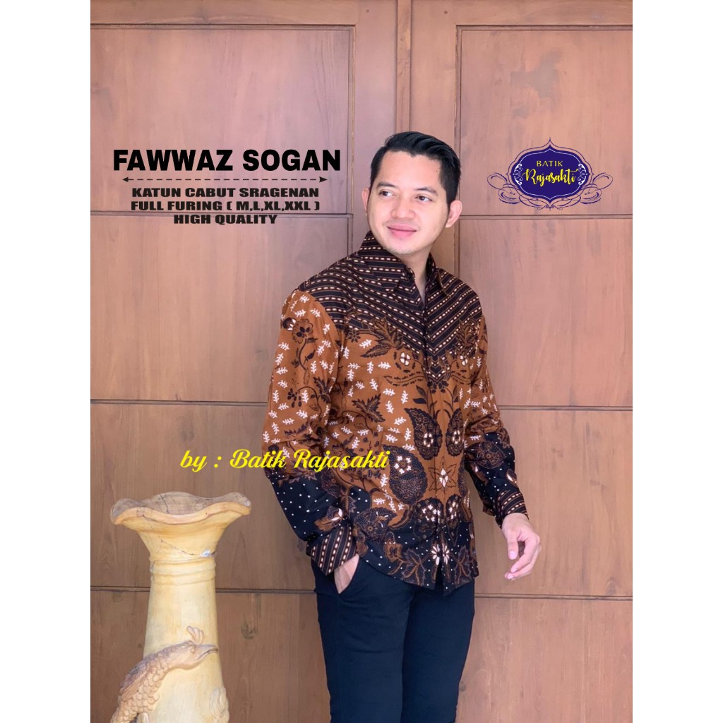 FAWWAS SOGAN RAJASAKTI KEMEJA BATIK SOLO PRIA LENGAN PANJANG LAPIS FURING ATASAN BATIK PREMIUM MODERN KATUN HALUS BAHUWIRYA  BANAMITRA BANAMITRA PUTIH BANGSAWAN BAYU PUTRA BERLIAN BIRU BHARATAYUDA BIMASENA BIRENDRA BIRU INDAH BRAHMAKERTA BRAHMAKERTA MERAH