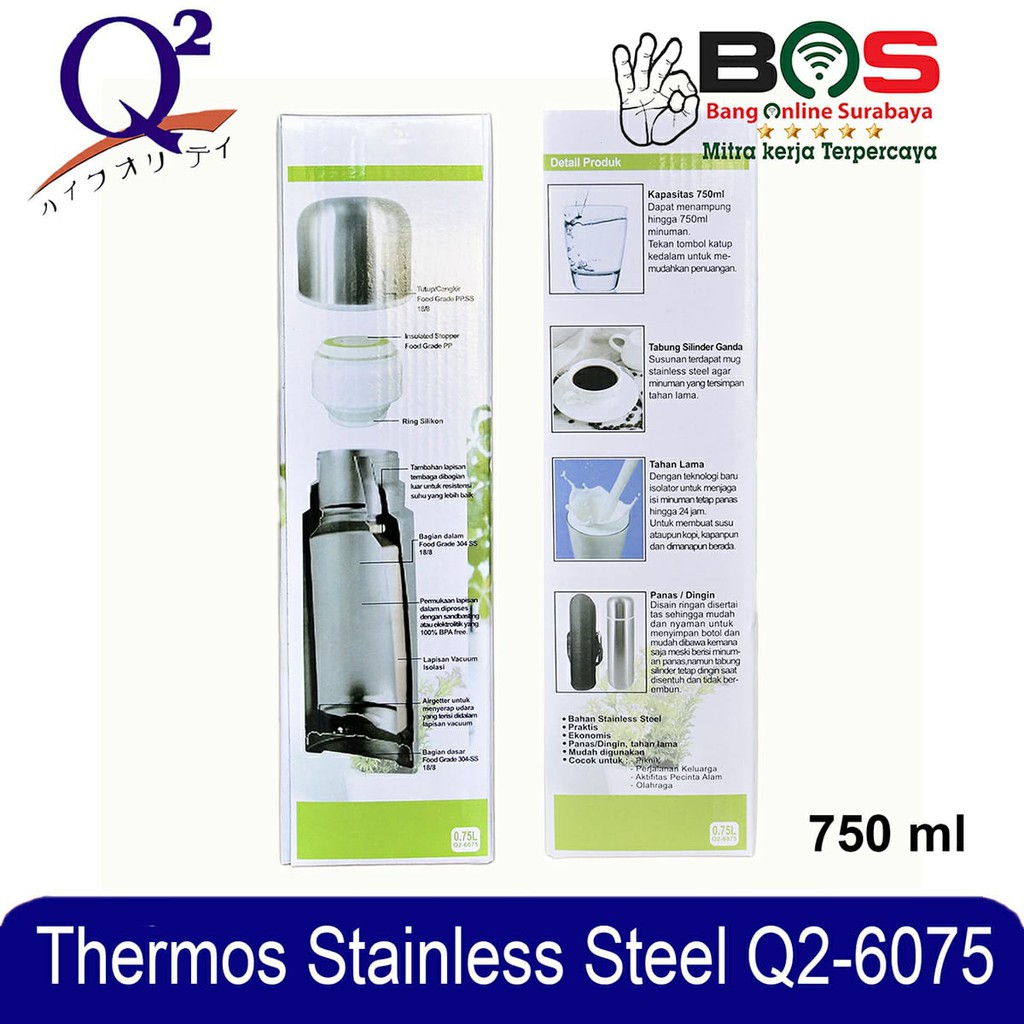 Thermos Termos Air Panas dan Dingin 750 ML Q2-6075 Q2 6075