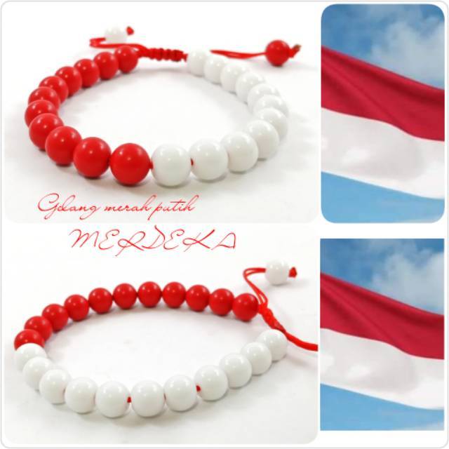 Gelang Batu Merah Putih Dim 8mm Model Shambala Sangat Unik, Trendy, Dan Indonesia Banget