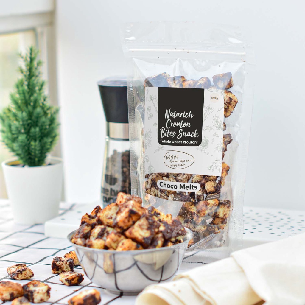 Simply Premium Crouton Bites Snack Choco Melts 60 Gr