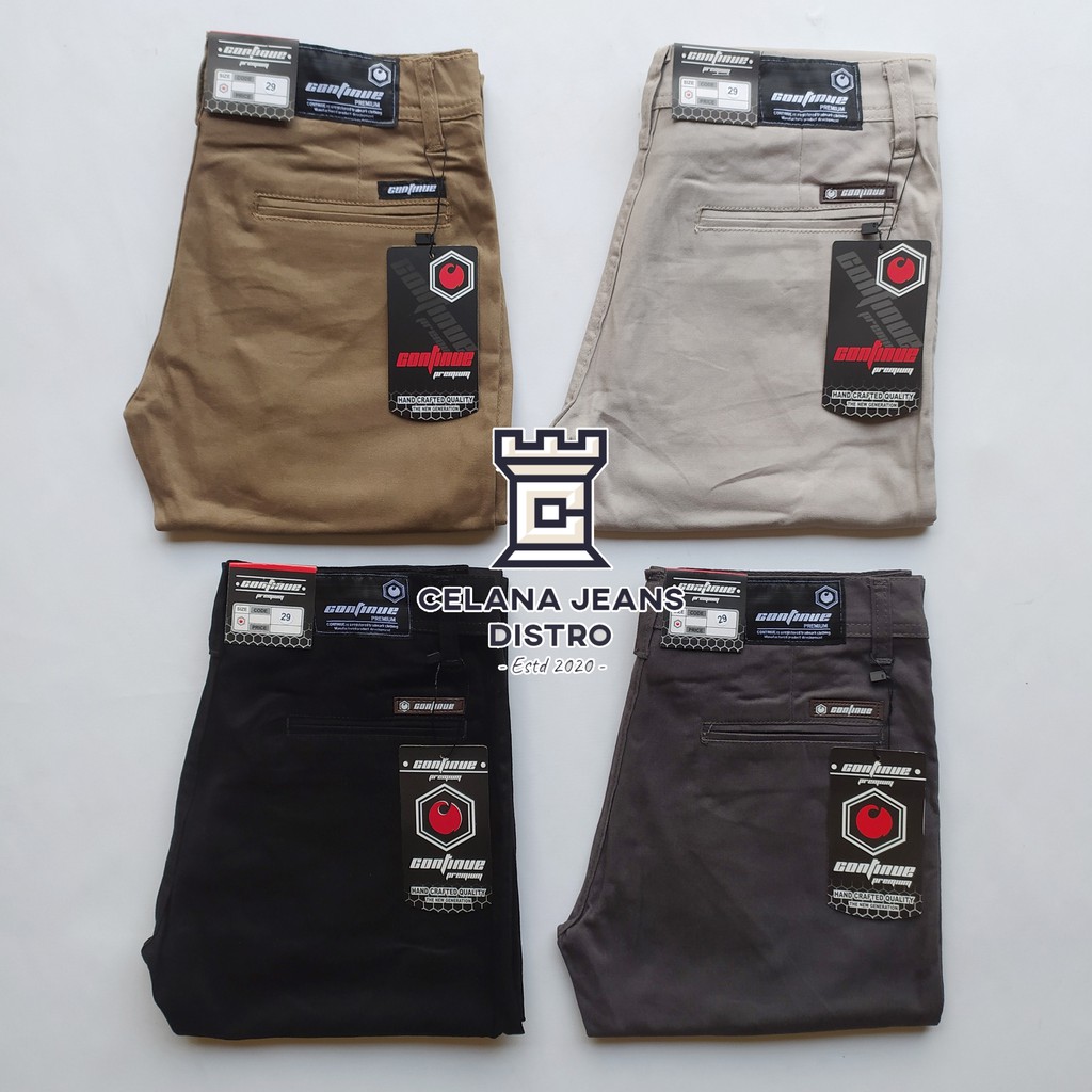 Celana Chino Panjang Cream Pria Distro Continue