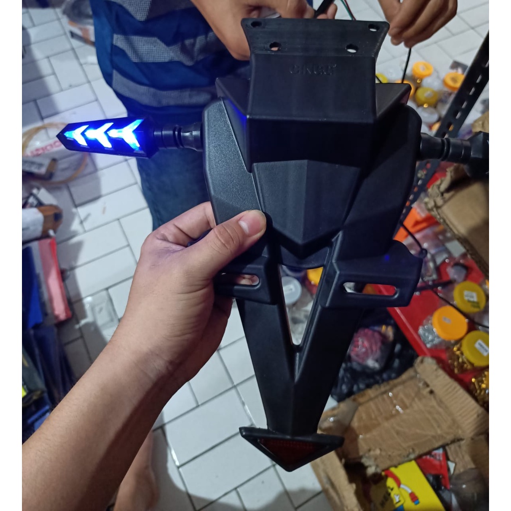 PAKET spakboard spakbor belakang racing plus sein led running model pesawat jet universal Vixion ninja CBR MX king Fu  R15 V3 V2 XABRE,VARIO DAN LAINYA