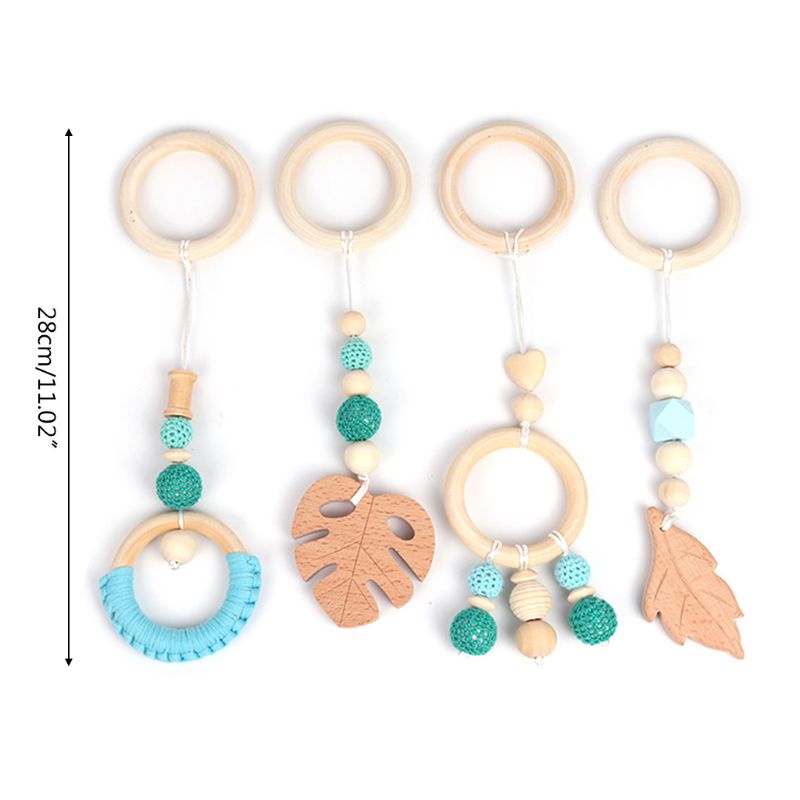 Mary 4Pcs / Set Mainan Teether Ring Kayu Gantung Gaya Nordic Untuk Bayi