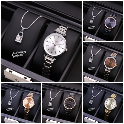 JAM TANGAN WANITACEWEK MURAH ALBA TALI RANTAI FREE KALUNG JJ44