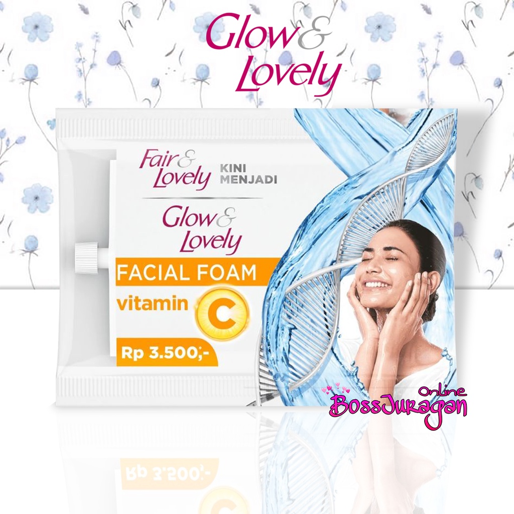 (BOSS) (sachet) Fair &amp; Lovely - Glow &amp; Lovely Brightening Facial Foam 9 gr - Multi Vitamin 7,5gr- Vitamin C