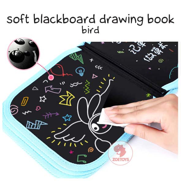 Zoetoys Soft Blackboard Drawing Book 12 pen | Buku Papan Tulis Anak Bisa Dihapus | Erasable Book