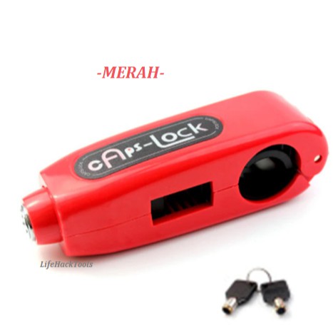 [PROMO 6.6] Kunci Gembok Setang Motor Anti Maling Motorcycle Lock Handlebar Protection CapsLock-Merah