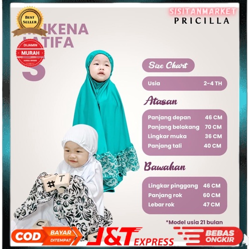 Rukuh Bayi Polos Putih Adem Dingin Murah Latifa Bisa Cod Usia 1 2 3 tahun /  Rukuh Balita /  Mukena 