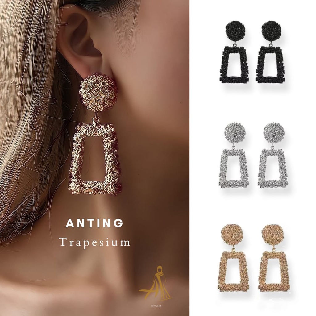 Anting Vintage Women Geometric Metal Earing [ Anting Trapesium ] Anting Korea Segitiga