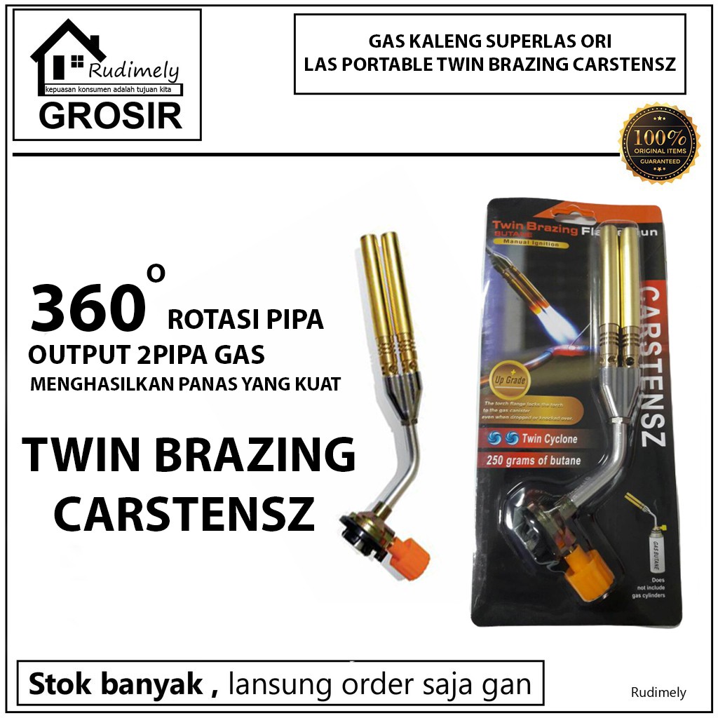 GROSIR GAS KALENG PORTABLE SUPERLAS ORI + ALAT LAS BAKAR / TORCH LAS PORTABLE TWIN BRAZING CARSTENSZ