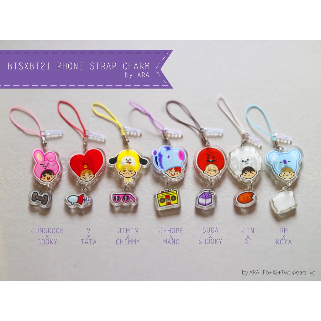 BTS x BT21 Phone Strap - Strap Ponsel | Shopee Indonesia