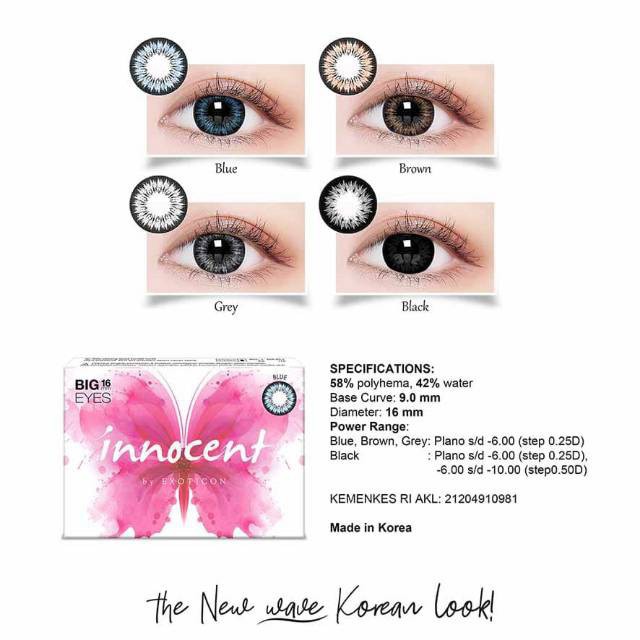 PAKET SOFTLENS INNOCENT X2 NORMAL BIG EYES 16MM + CAIRAN SOFLENS GRATIS TEMPAT SOFLEN