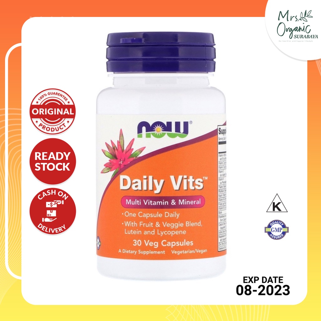 vitamin suplemen daily vits now multi vitamin dan mineral 30 veg capsules