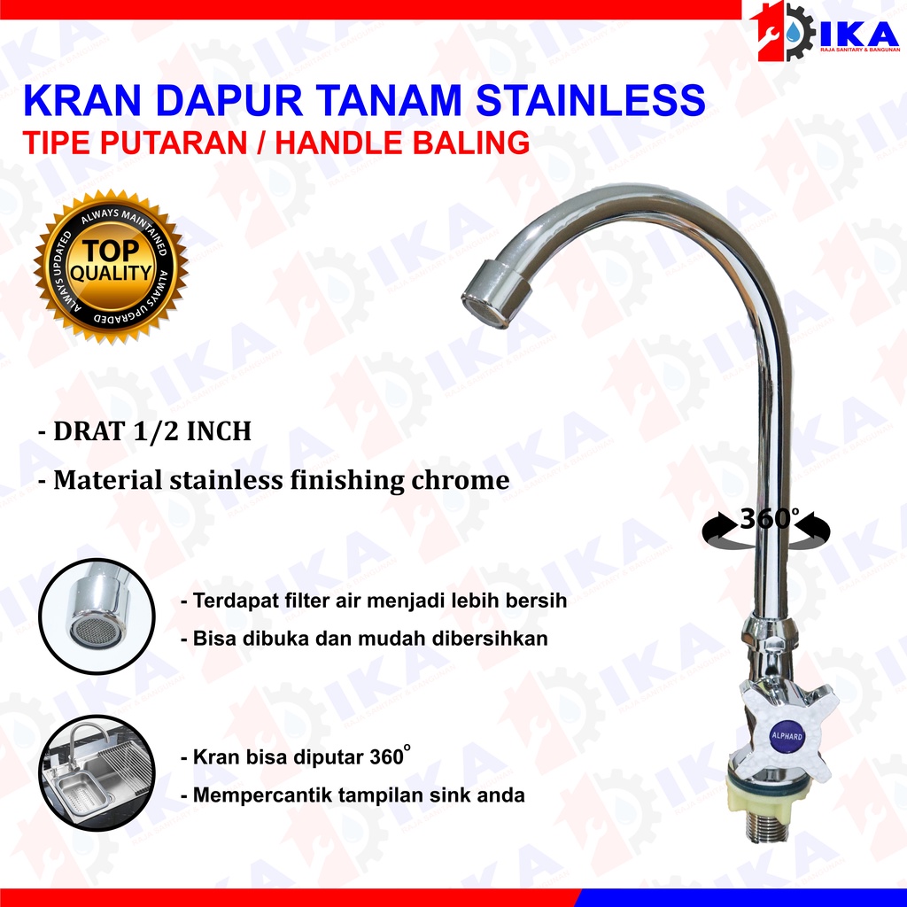 KRAN ANGSA 8111 SINK -KRAN AIR CUCI PIRING - KERAN AIR WASTAFEL- KRAN DAPUR - KRAN MODEL TANCAP DI BAK CUCI TANAM