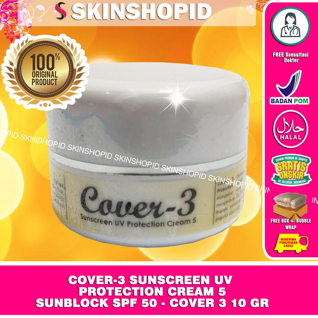 Cover-3 Sunscreen UV Protection Cream 5 - Sunblock SPF 50 - Cover 3 10 gr