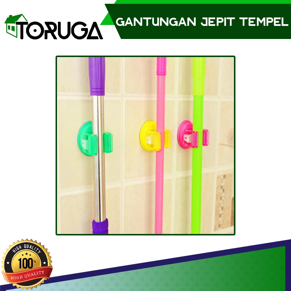 Gantugan Penjepit Sapu Pel Tempel Tanpa Paku Shower Head Suction Multifungsi