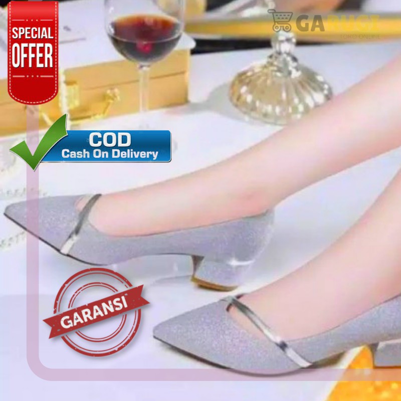 Sepatu Wanita Hak Tahu Pasir Cantik Motif Tali Kerja Pesta Casual Cewek Terbaru Murah Kekinian MT41